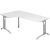 HAMMERBACHER Savona Schreibtisch weiß L-Form, C-Fuß-Gestell silber 200,0 x 80,0/120,0 cm